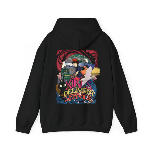 Kiki's Delivery Service Art Back Print Hoodie – 100% Cotton Studio Ghibli Anime Pullover