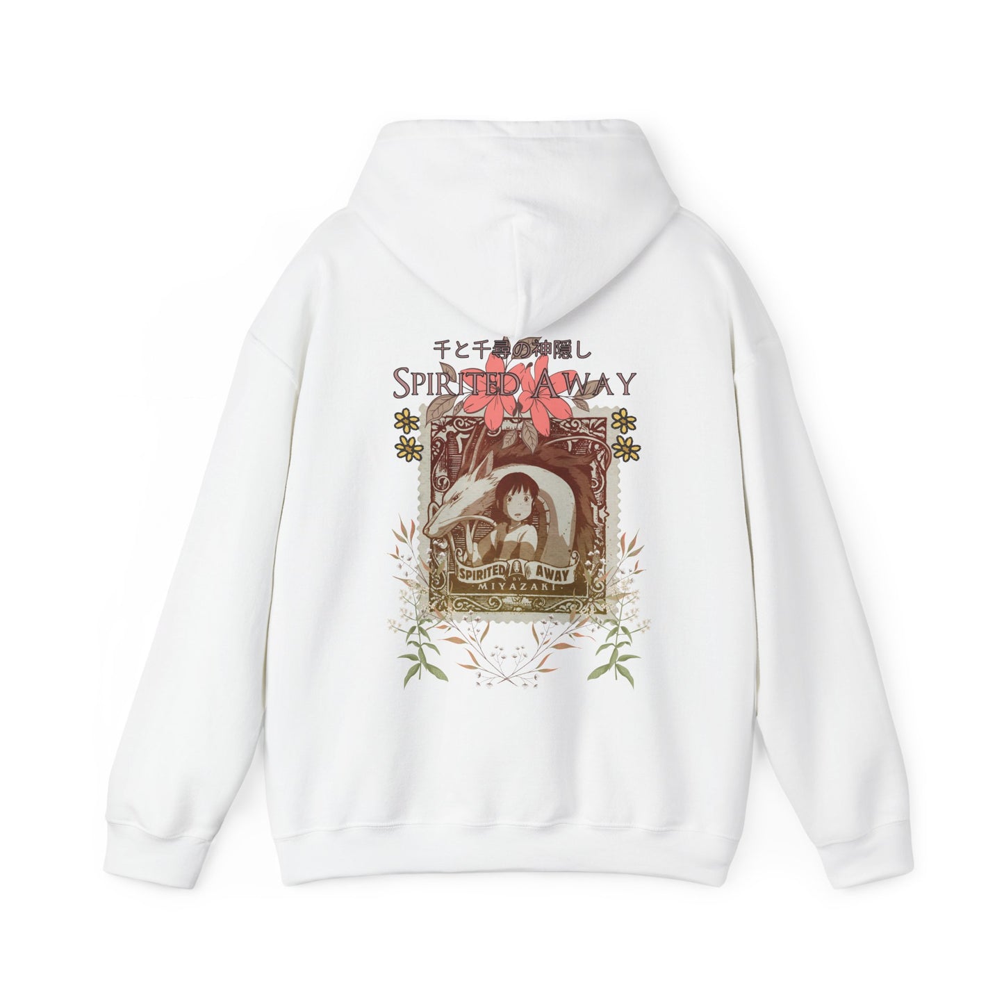 Spirited Away Philately Back Print Hoodie – 100% Cotton Anime Hoodie with Stamp-Inspired Design