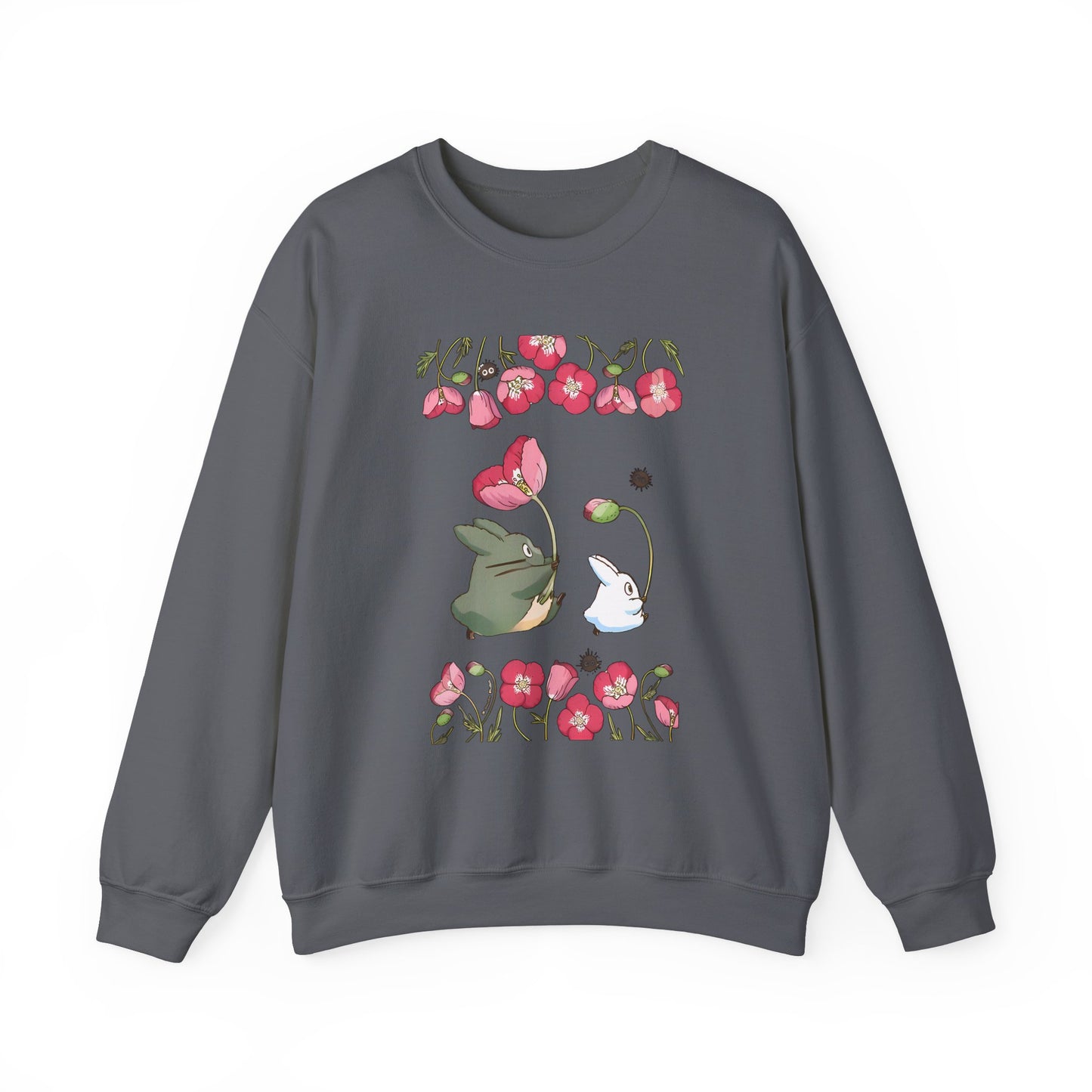 Totoro Cute Flowers Sweatshirt – 100% Cotton Studio Ghibli Cozy Anime Pullover