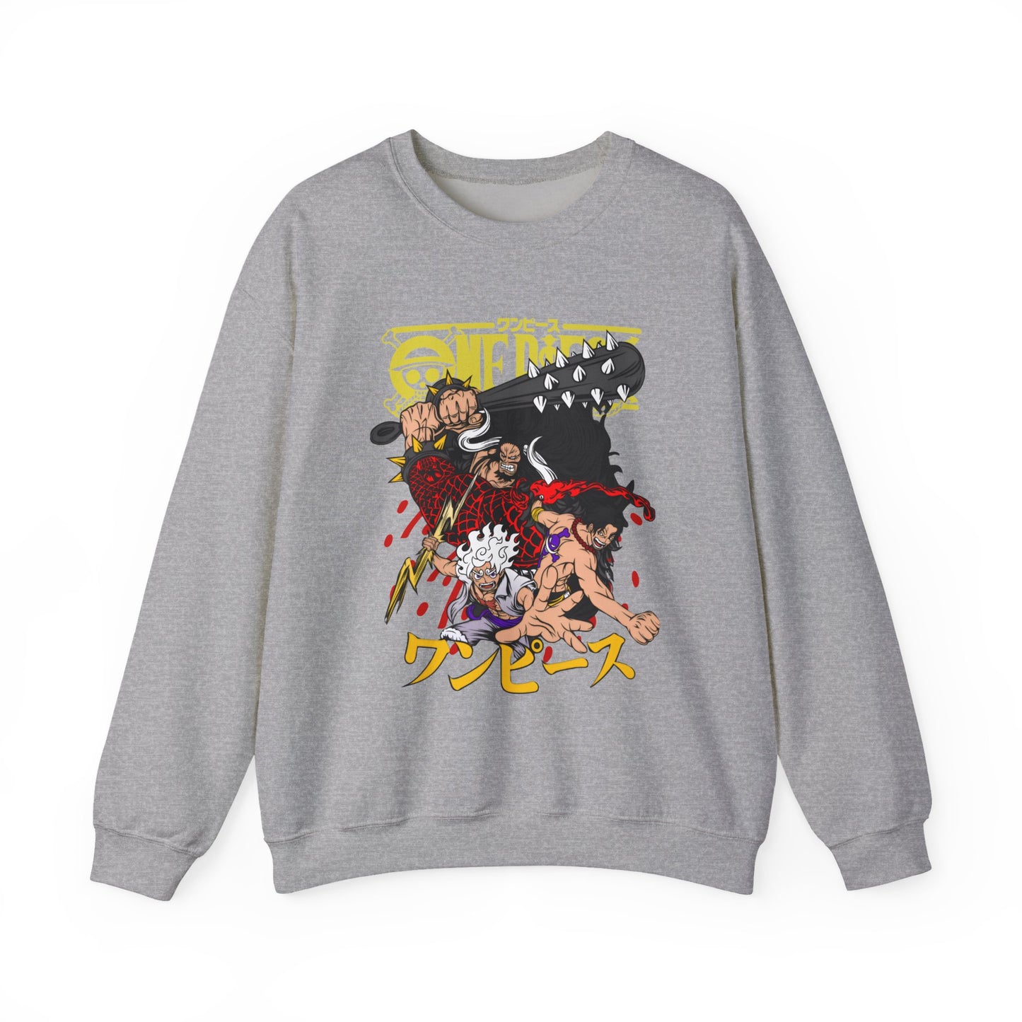 Kaido, Luffy & Ace Sweatshirt – 100% Cotton One Piece Anime Crewneck for True Fans