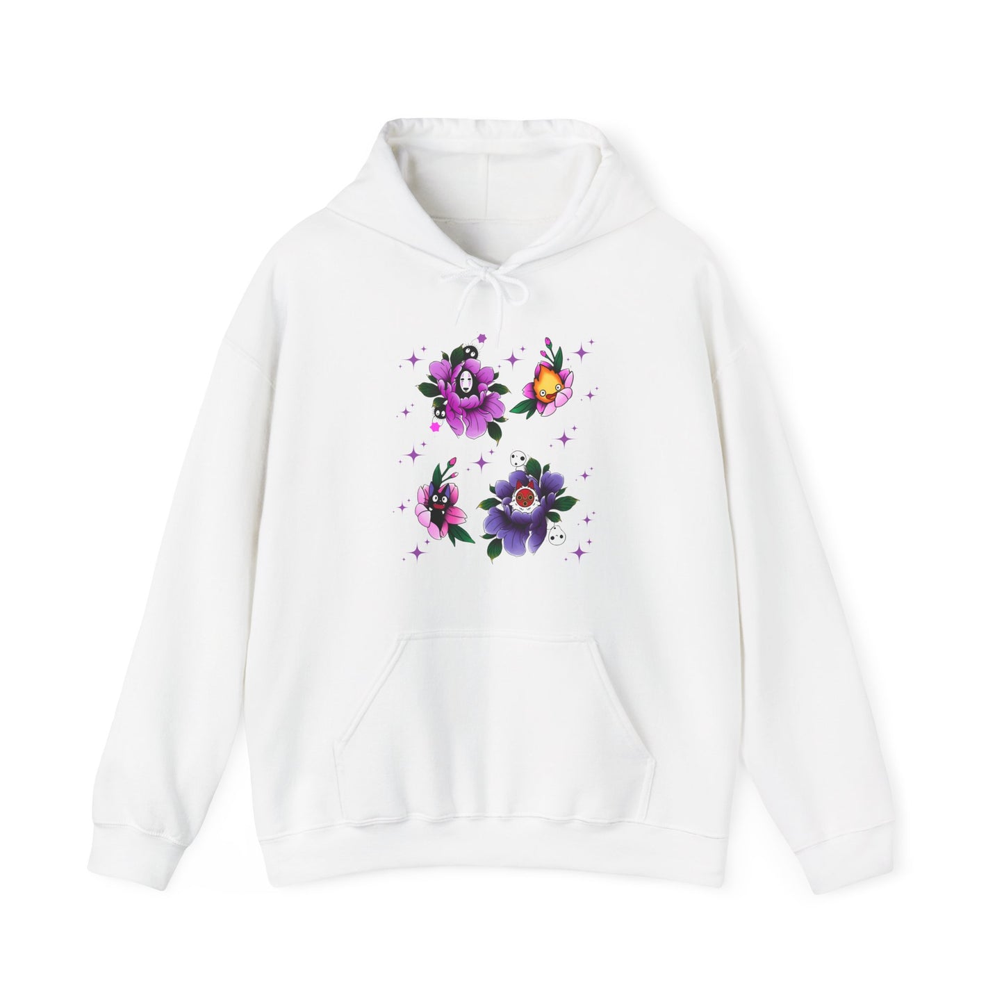 Studio Ghibli Flowers Hoodie – 100% Cotton Anime Floral Sweatshirt for Ghibli Fans