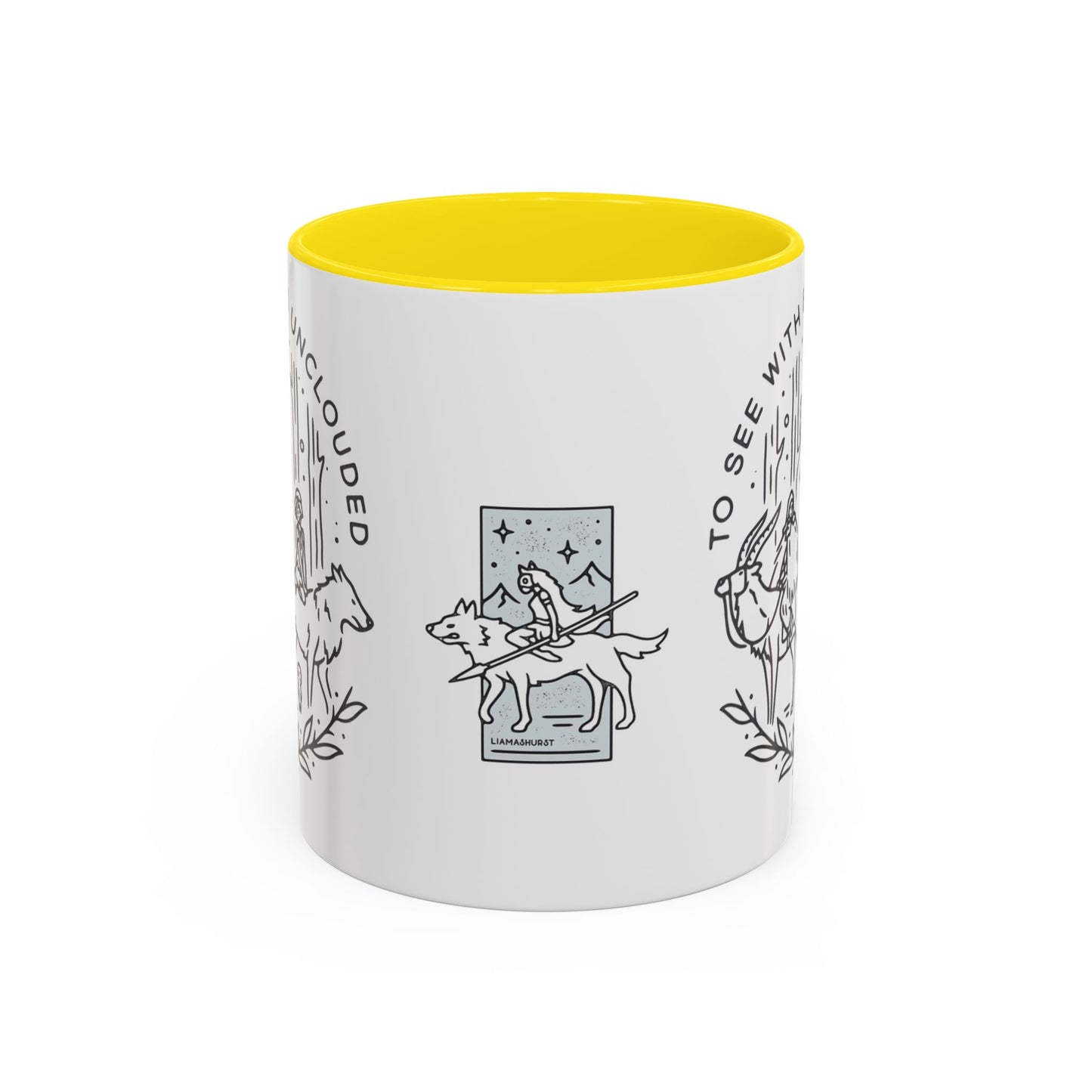 Princess Mononoke Art Accent Mug – Studio Ghibli Coffee Cup with Colored Handle – 11oz & 15oz Ceramic Anime Gift
