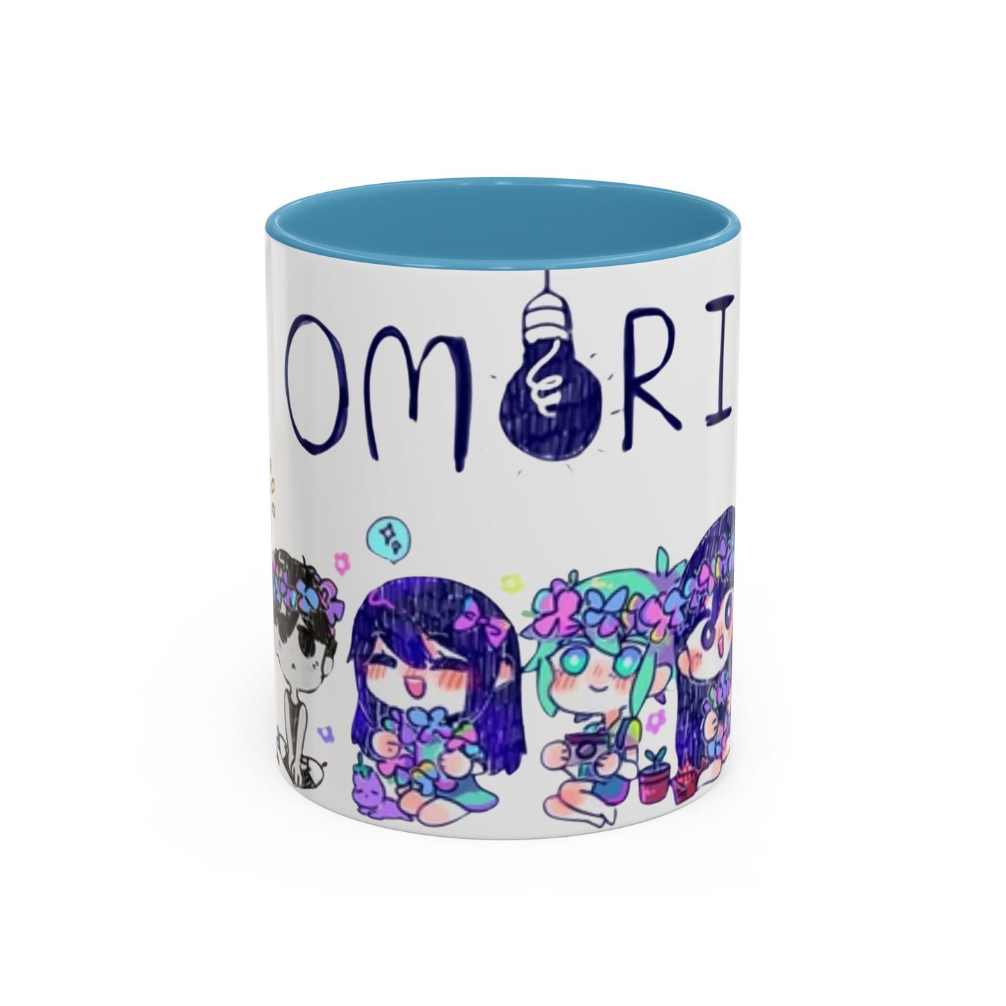 Family Omori Accent Handle Mug – 11oz & 15oz Color Handle Ceramic Cup – Cute Indie Game Gift for Omori Fans