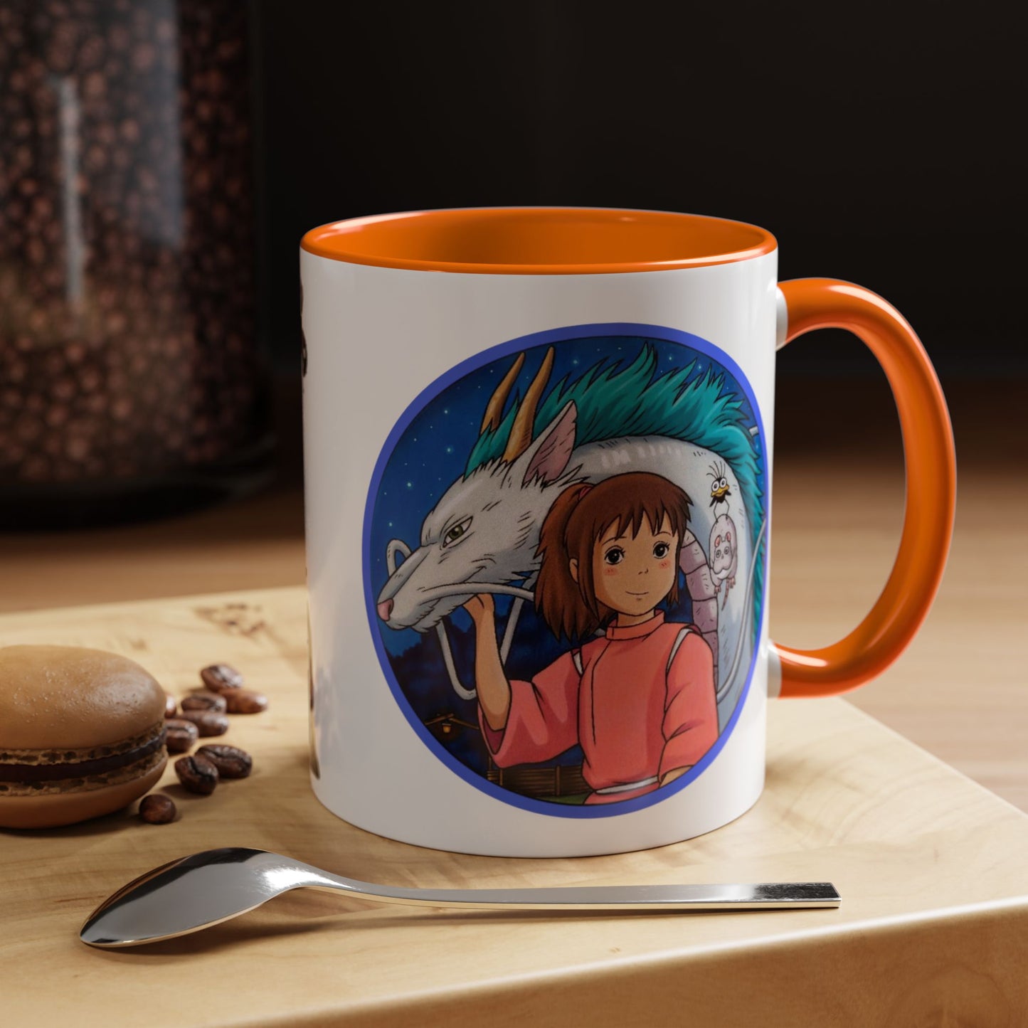 Spirited Away Moments Accent Mug – Color Handle Ghibli Cup 11oz & 15oz – Chihiro and Haku Anime Scene Gift