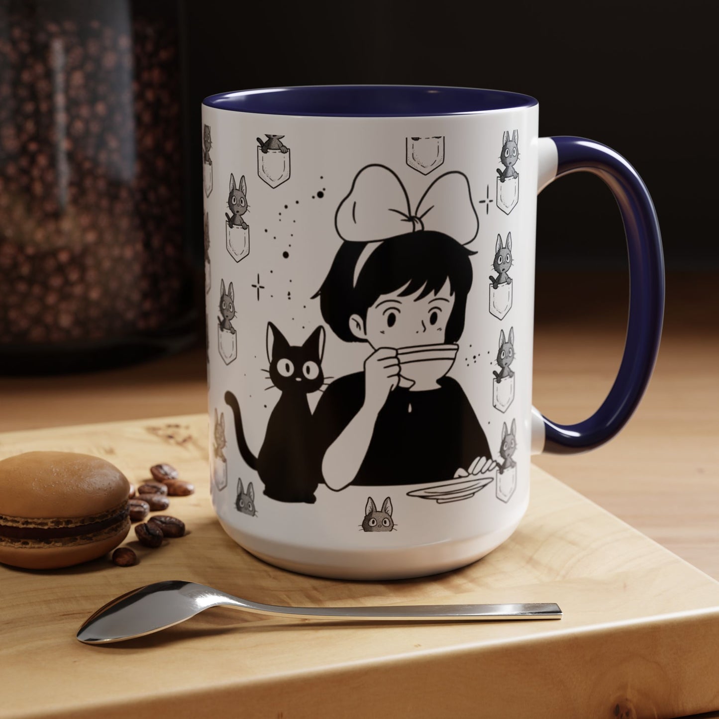 Kiki's Delivery Service Coffee Mug – Studio Ghibli Accent Handle Cup – 11oz & 15oz Anime Gift