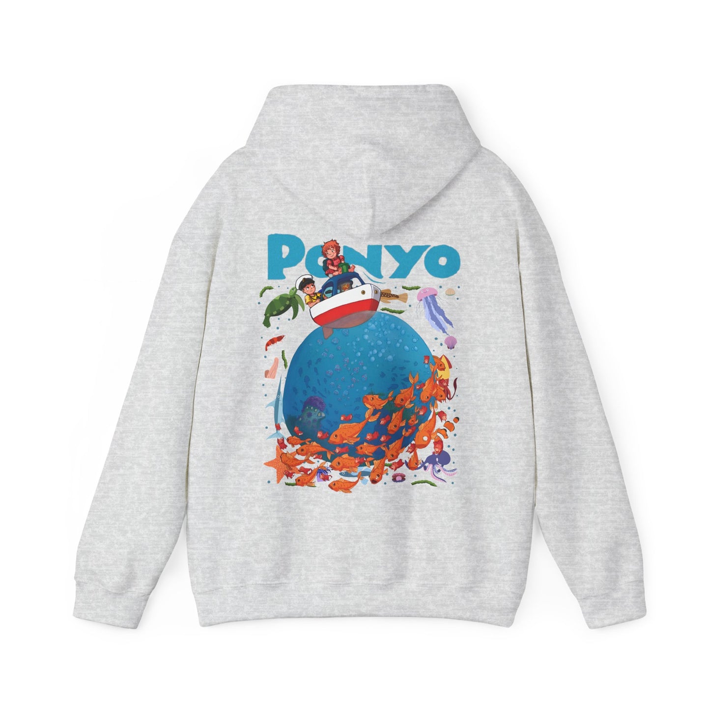 Ponyo and Sosuke Boat Back Print Hoodie – 100% Cotton Studio Ghibli Inspired Pullover