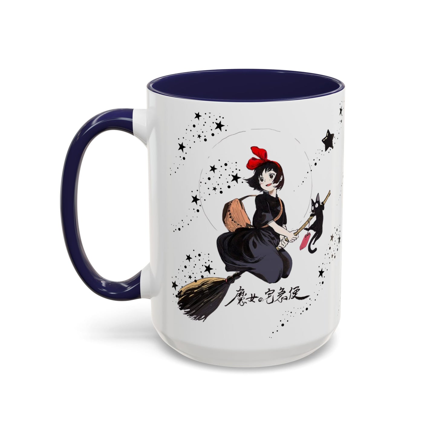 Kiki’s Delivery Service Accent Mug – 11oz & 15oz Ceramic Cup with Colored Handle – Studio Ghibli Anime Gift