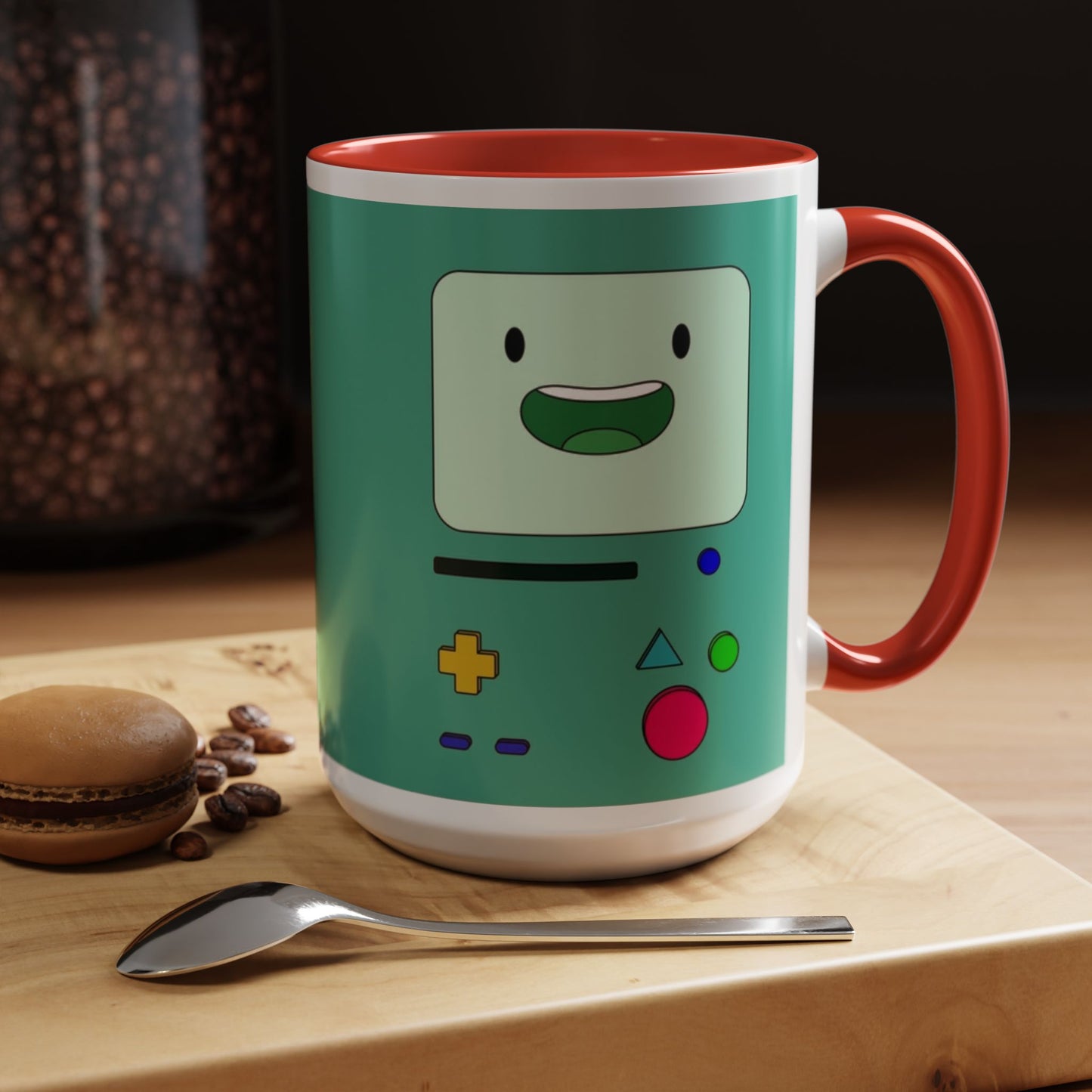 BMO Adventure Time Accent Handle Mug – Colorful Beemo Cup – 11oz & 15oz Ceramic Gift for Cartoon Fans