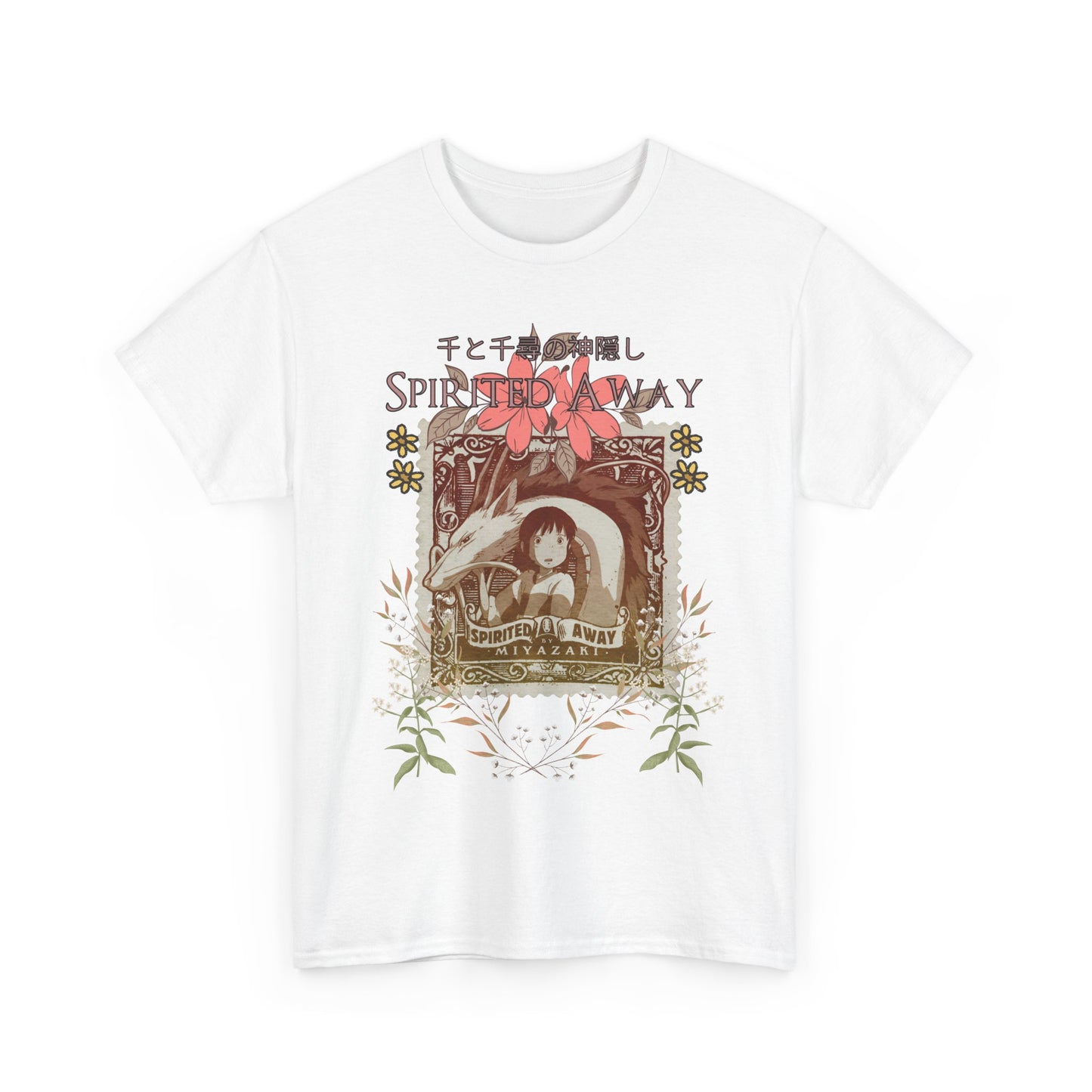 Spirited Away Philately T-Shirt – 100% Cotton Anime Stamp-Inspired Tee for Studio Ghibli Fans