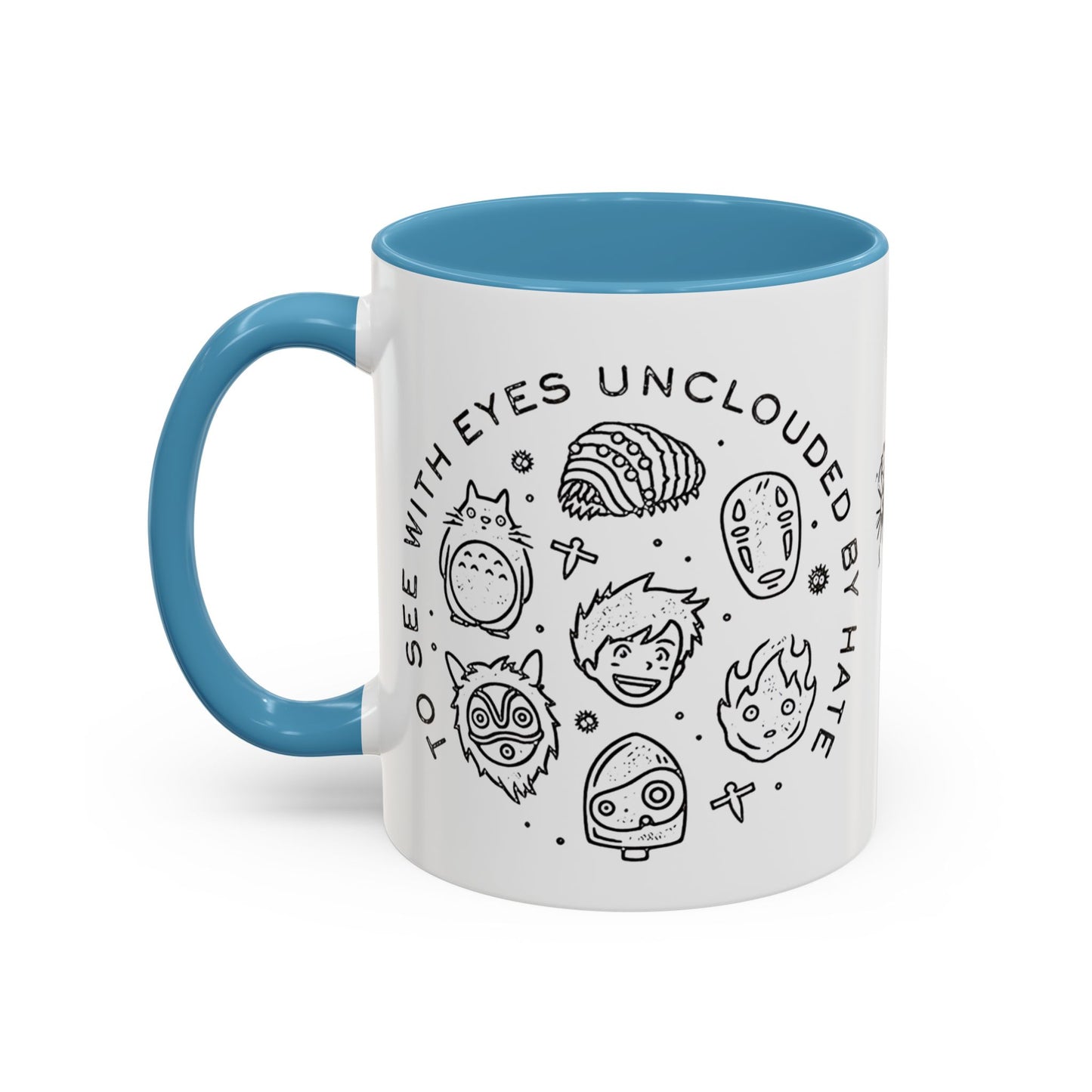 Universe Ghibli Accent Mug – Color Handle Anime Coffee Cup – 11oz & 15oz Studio Ghibli Ceramic Mug Gift
