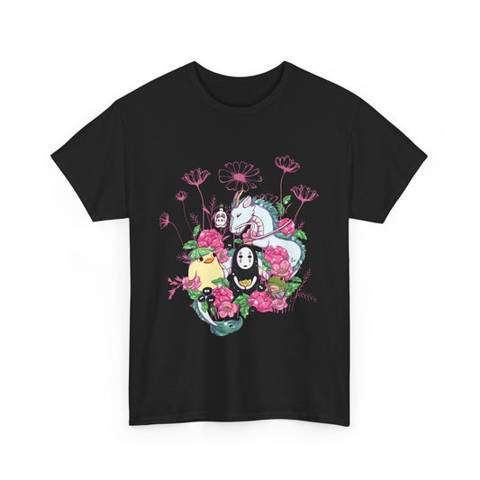 Spirited Away Flowers Pink T-Shirt | 100% Cotton Studio Ghibli Anime Tee