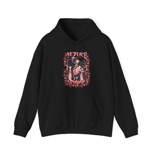 Nezuko Kamado Pink Flowers Hoodie – 100% Cotton Demon Slayer Anime Hoodie for Fans
