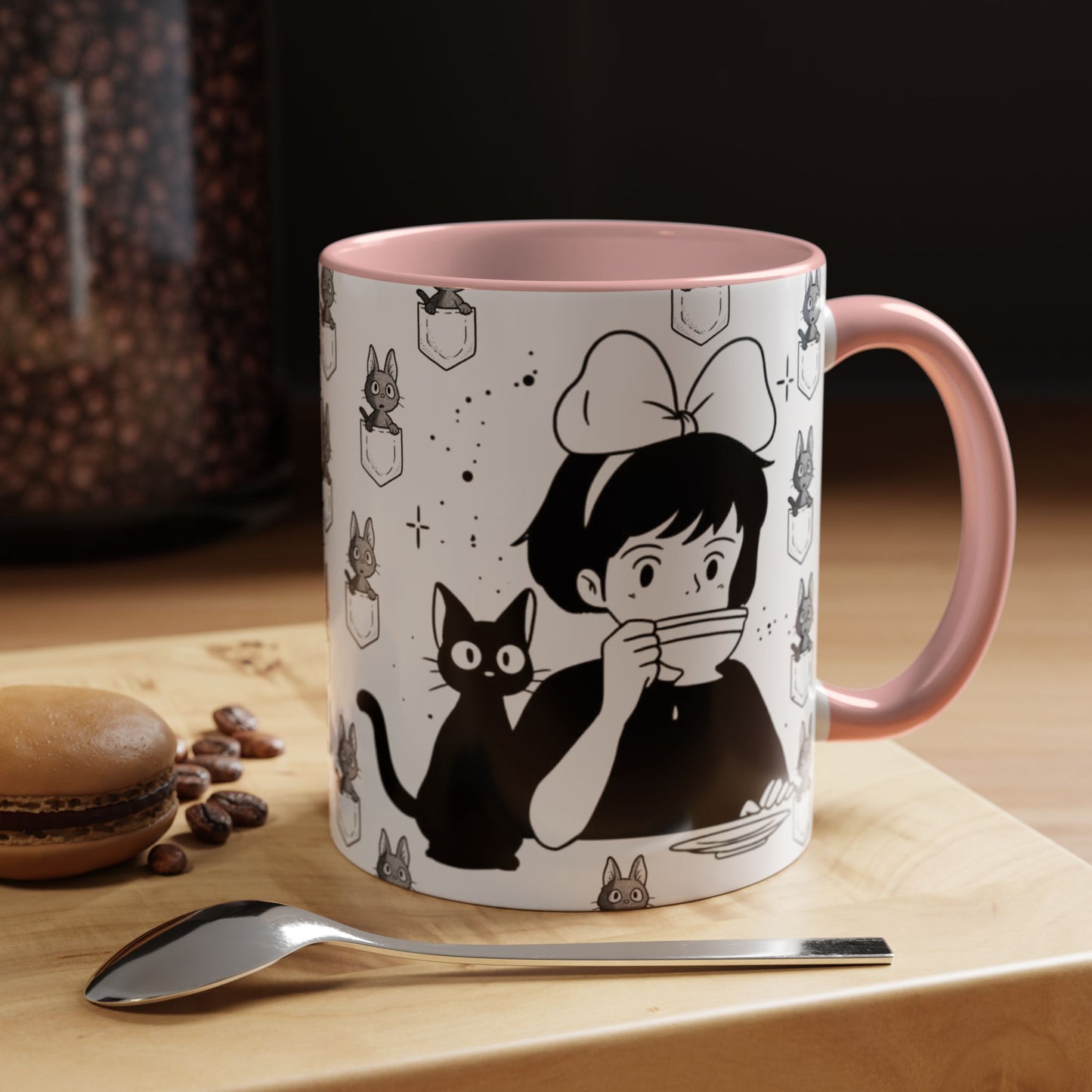 Kiki's Delivery Service Coffee Mug – Studio Ghibli Accent Handle Cup – 11oz & 15oz Anime Gift