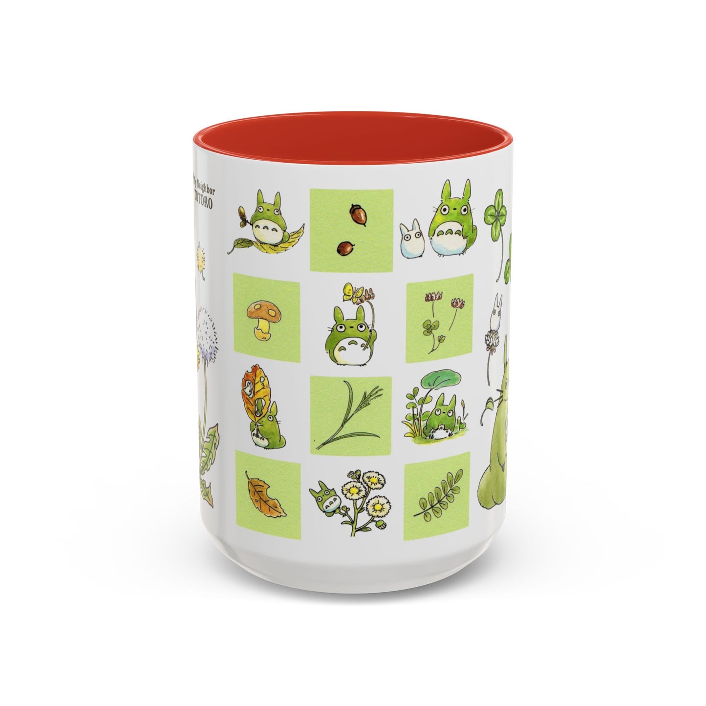 Totoro Green Accent Mug – Studio Ghibli Color Handle Coffee Cup – 11oz & 15oz Ceramic Gift for Anime Fans