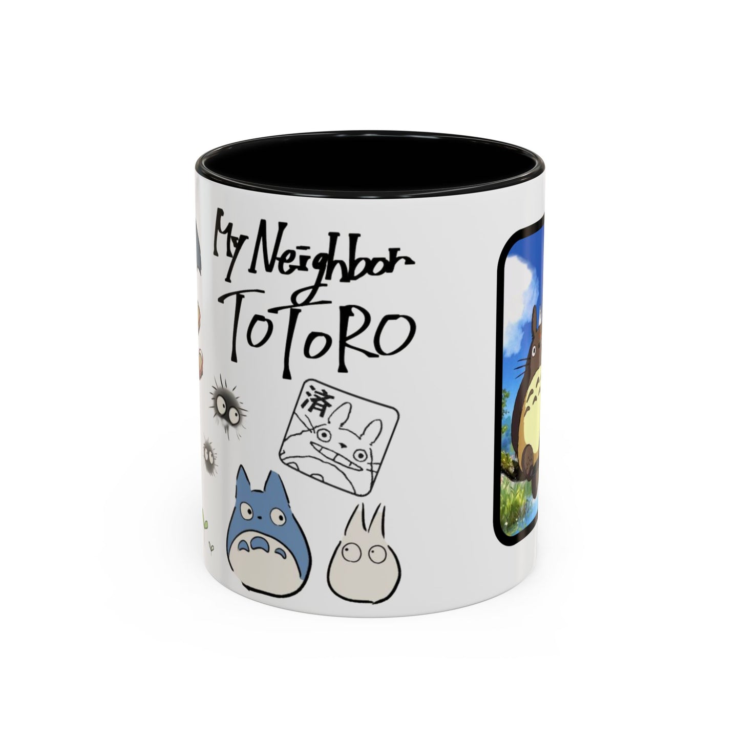 My Neighbor Totoro Accent Mug – Ghibli Collage Color Handle Cup 11oz & 15oz – Cute Anime Coffee Mug Gift