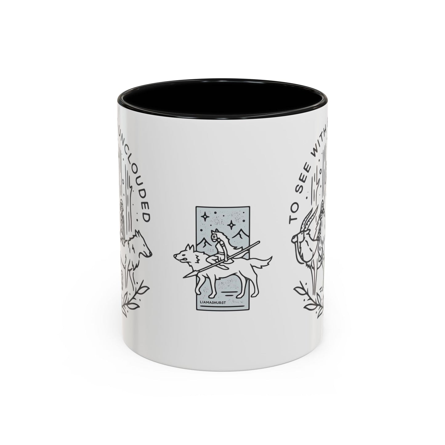 Princess Mononoke Art Accent Mug – Studio Ghibli Coffee Cup with Colored Handle – 11oz & 15oz Ceramic Anime Gift