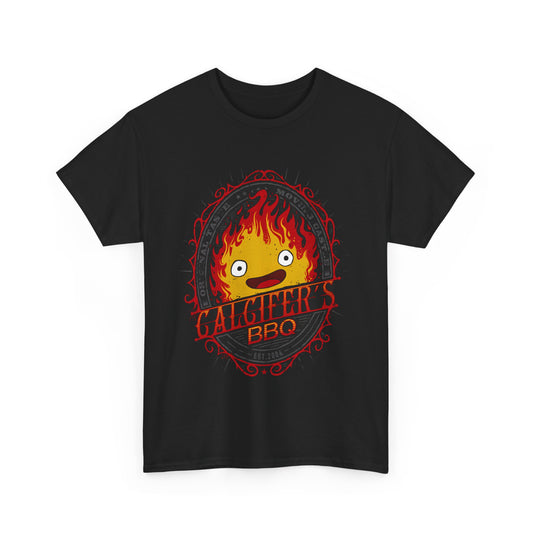 Calcifer BBQ Demon Flame T-Shirt – 100% Cotton Howl’s Moving Castle Anime Tee