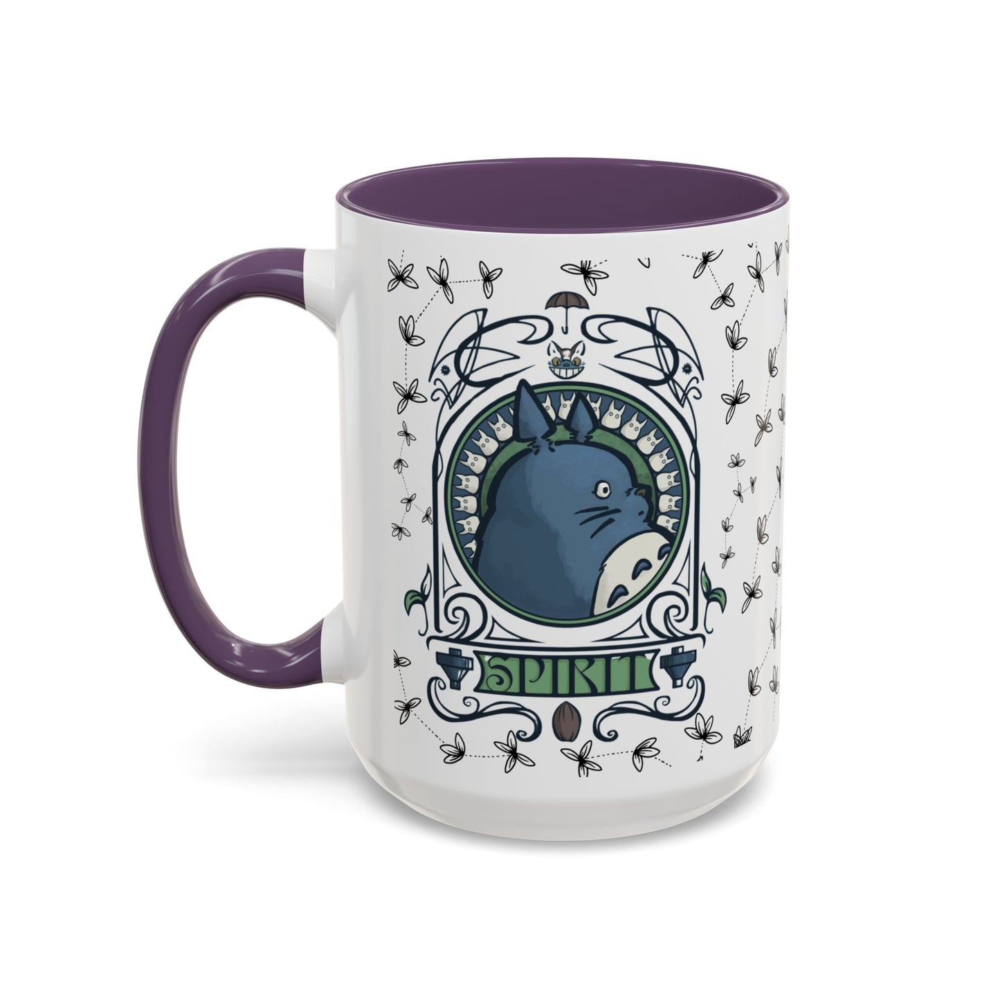Totoro Spirited Ghibli Accent Handle Mug – 11oz & 15oz Anime Cup – Studio Ghibli Coffee Gift
