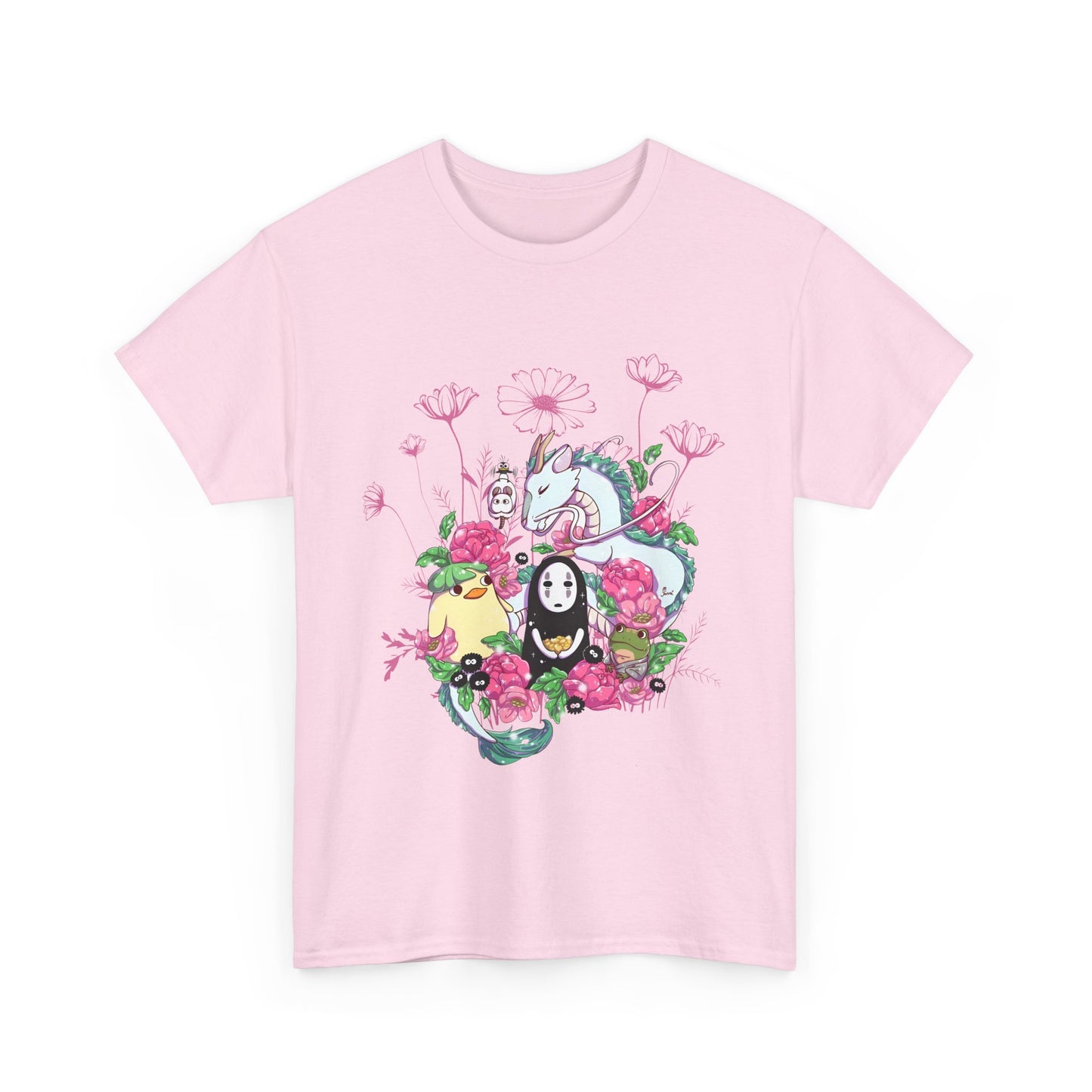 Spirited Away Flowers Pink T-Shirt | 100% Cotton Studio Ghibli Anime Tee