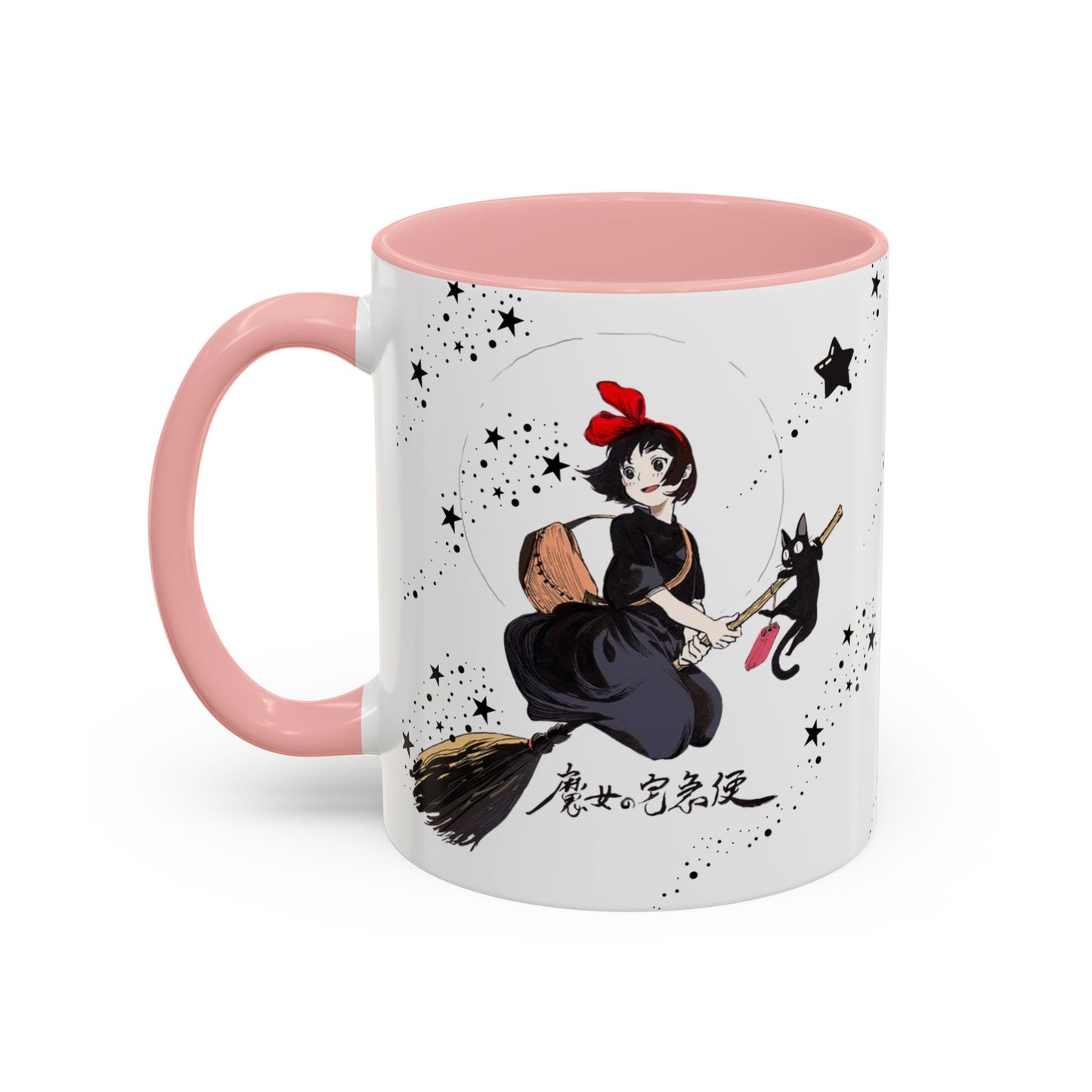 Kiki’s Delivery Service Accent Mug – 11oz & 15oz Ceramic Cup with Colored Handle – Studio Ghibli Anime Gift