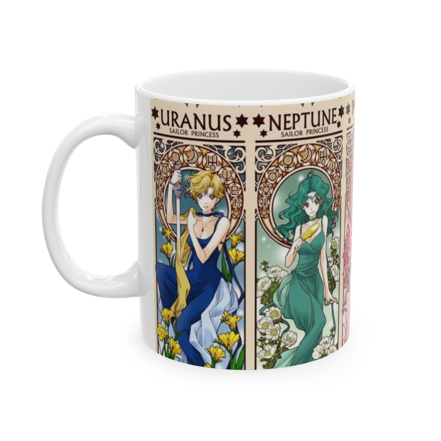 Sailor Moon Outer Guardians Mug – Uranus, Neptune, Pluto, Saturn Ceramic Cup 11oz & 15oz – Anime Magical Girl Gift