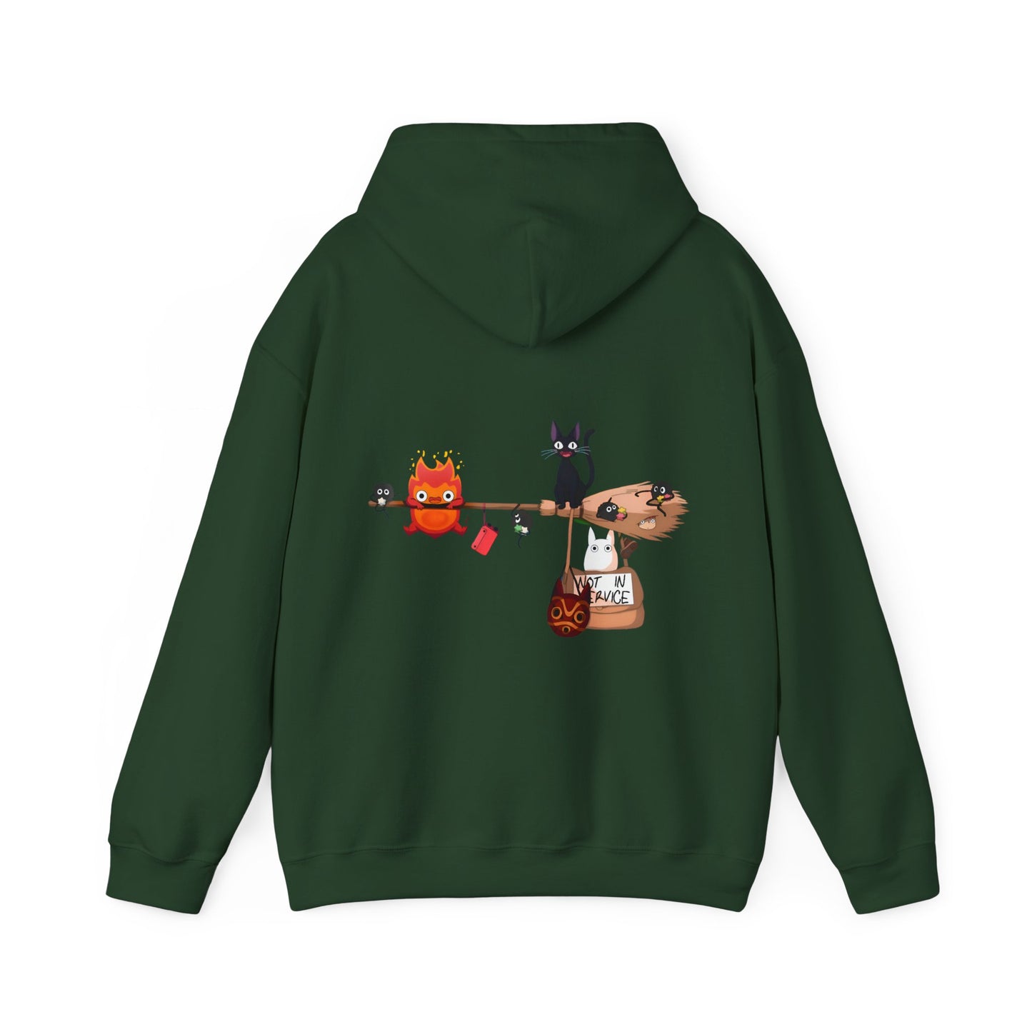 Calcifer Jiji Soot Sprites Back Print Hoodie – 100% Cotton Studio Ghibli Anime Hoodie