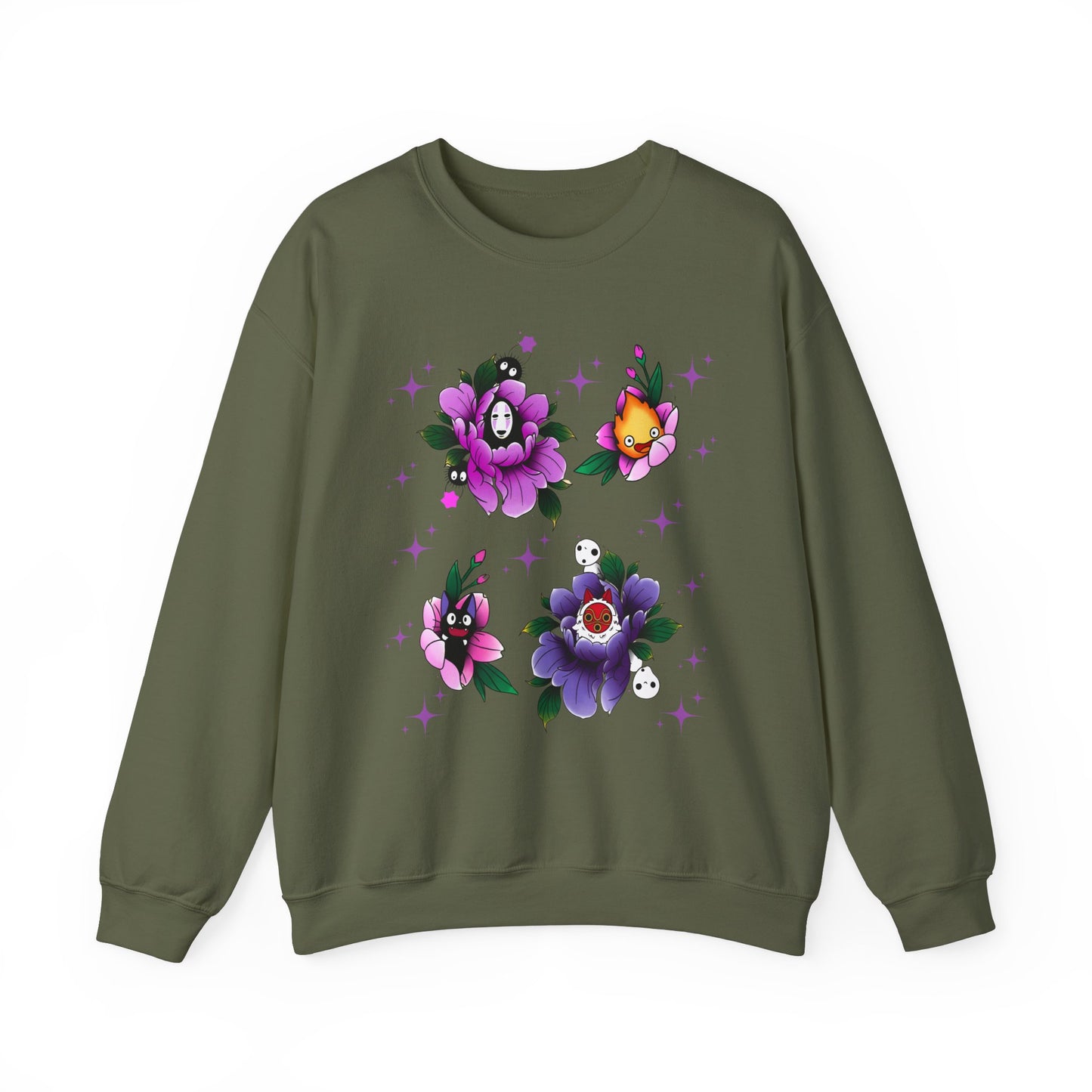 Flowers Studio Ghibli Sweatshirt – 100% Cotton Floral Anime Pullover for Ghibli Fans