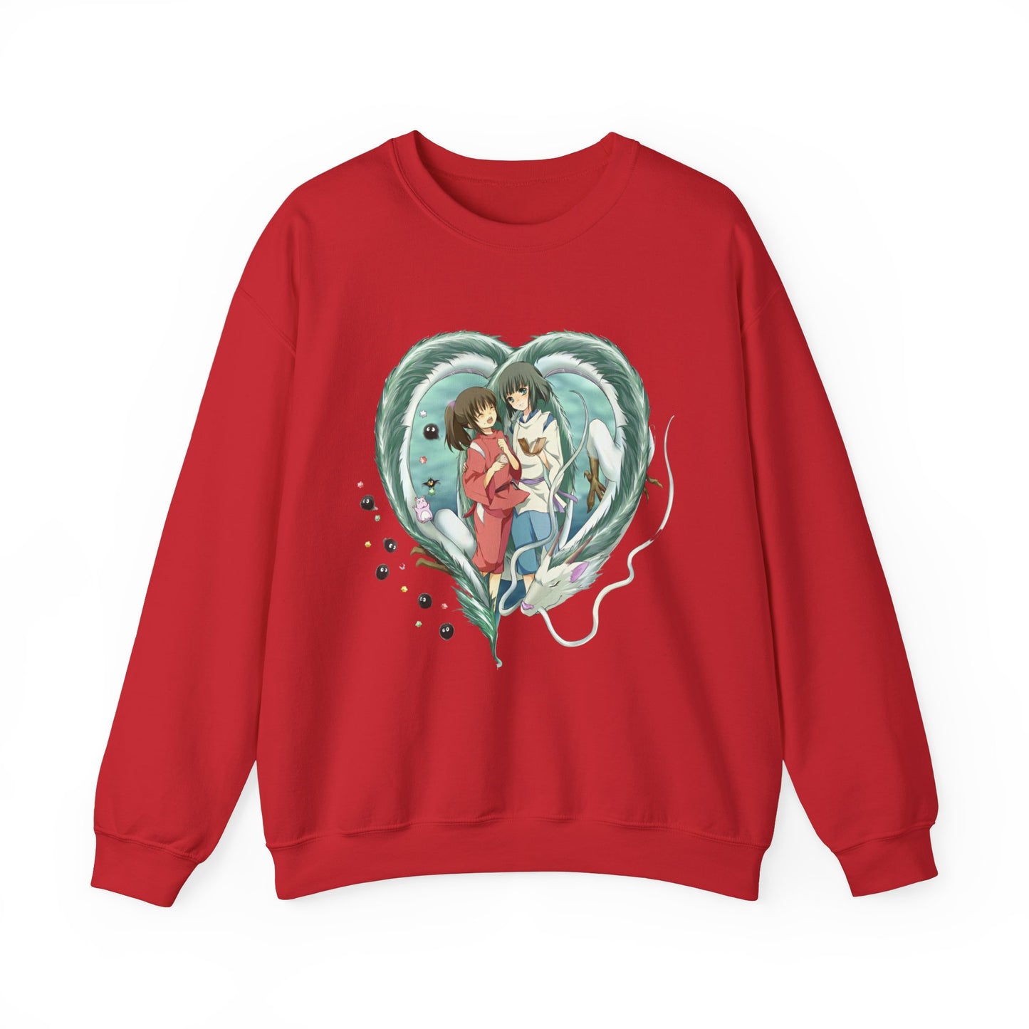 Chihiro and Haku Love Sweatshirt – 100% Cotton Spirited Away Anime Pullover for Studio Ghibli Fans