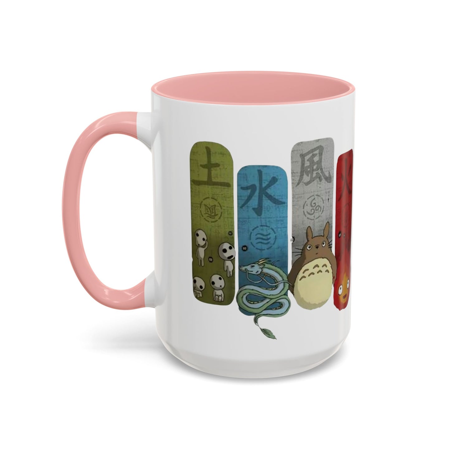 Studio Ghibli Figures Accent Mug – 11oz & 15oz Color Handle Anime Cup – Ghibli Character Coffee Mug for Fans