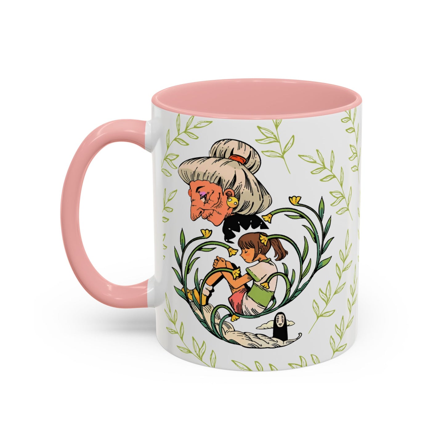 Spirited Away Chihiro Accent Mug – Studio Ghibli Coffee Cup with Colored Handle – 11oz & 15oz Ceramic Anime Gift