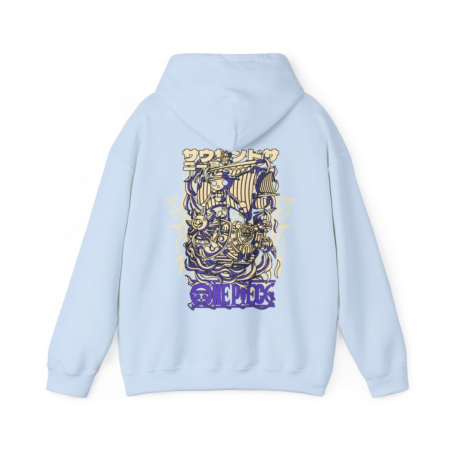 One Piece Ship Back Print Hoodie – 100% Cotton Anime Hoodie Featuring Going Merry & Thousand Sunny