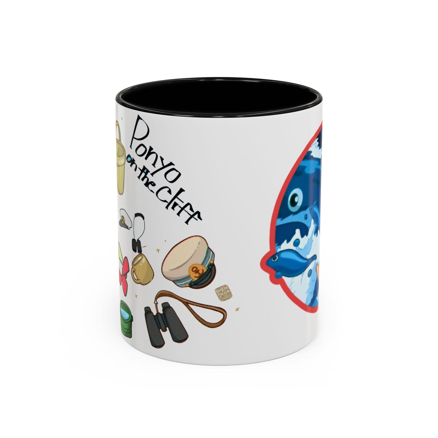 Ponyo Accent Mug – Studio Ghibli Collage Color Handle Cup 11oz & 15oz – Cute Anime Ocean Gift for Fans