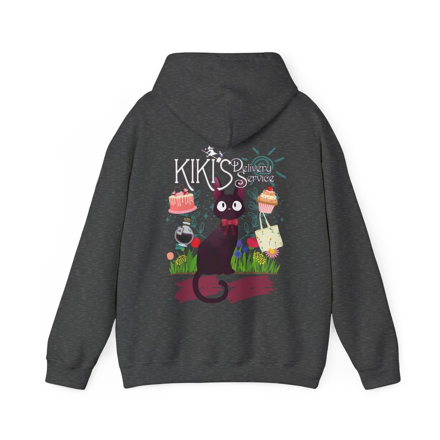 Jiji Collage Back Print Hoodie – 100% Cotton Studio Ghibli Kiki’s Delivery Service Cat Hoodie