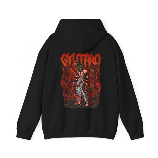 Gyutaro Demon Slayer Back Print Hoodie – 100% Cotton Anime Hoodie for Upper Moon Six Fans