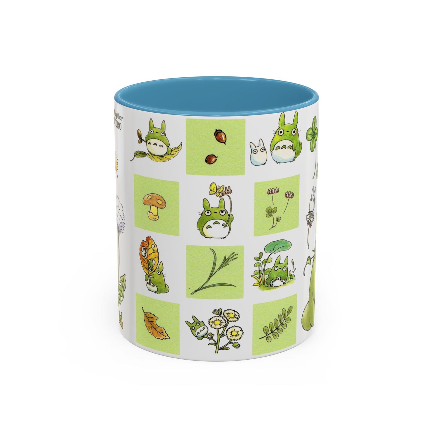 Totoro Green Accent Mug – Studio Ghibli Color Handle Coffee Cup – 11oz & 15oz Ceramic Gift for Anime Fans