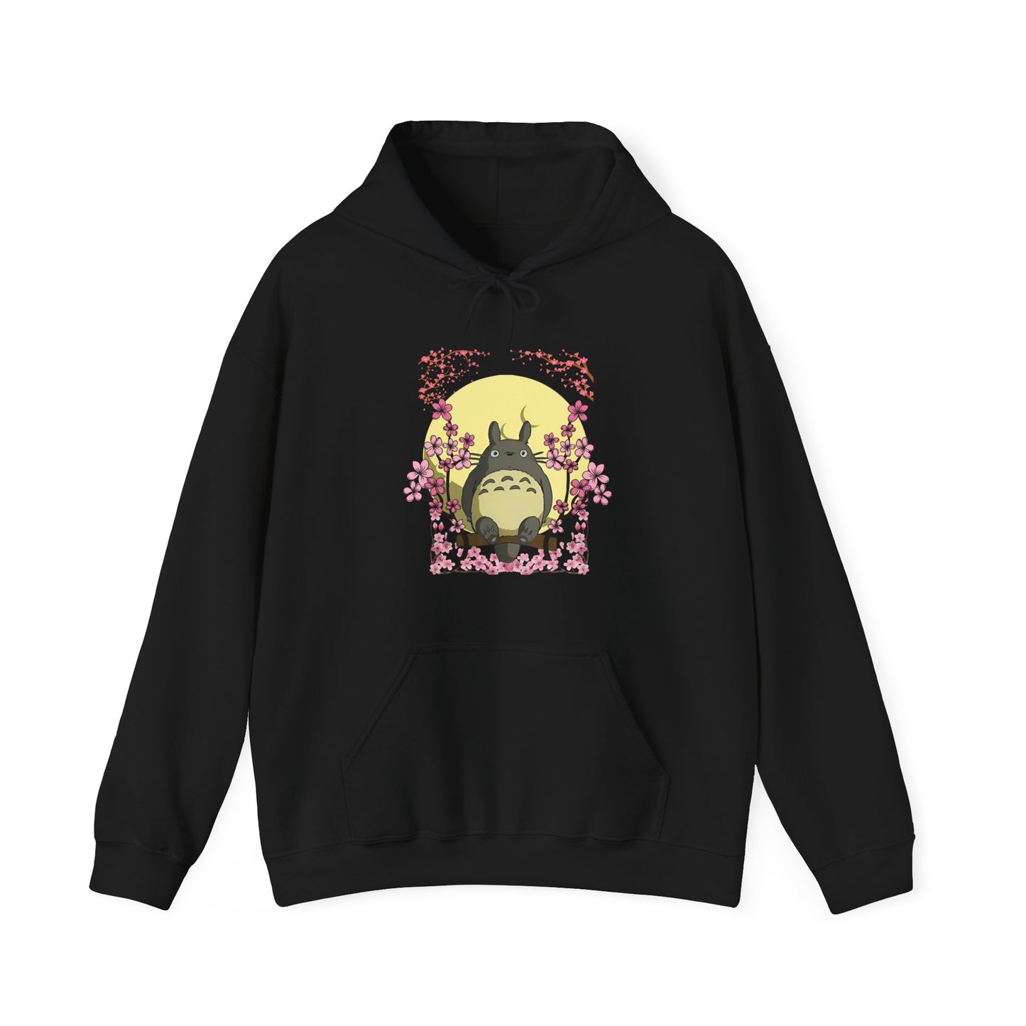 Totoro Sakura Moon Hoodie – 100% Cotton Studio Ghibli-Inspired Cherry Blossom Anime Sweatshirt