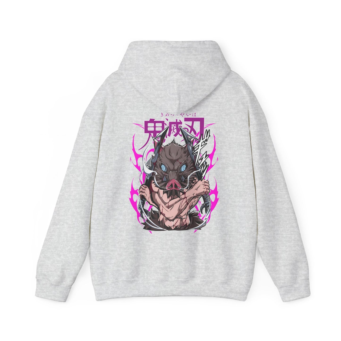 Inosuke Hashibira Demon Slayer Back Print Hoodie – 100% Cotton Anime Hoodie for Boar Head Fans