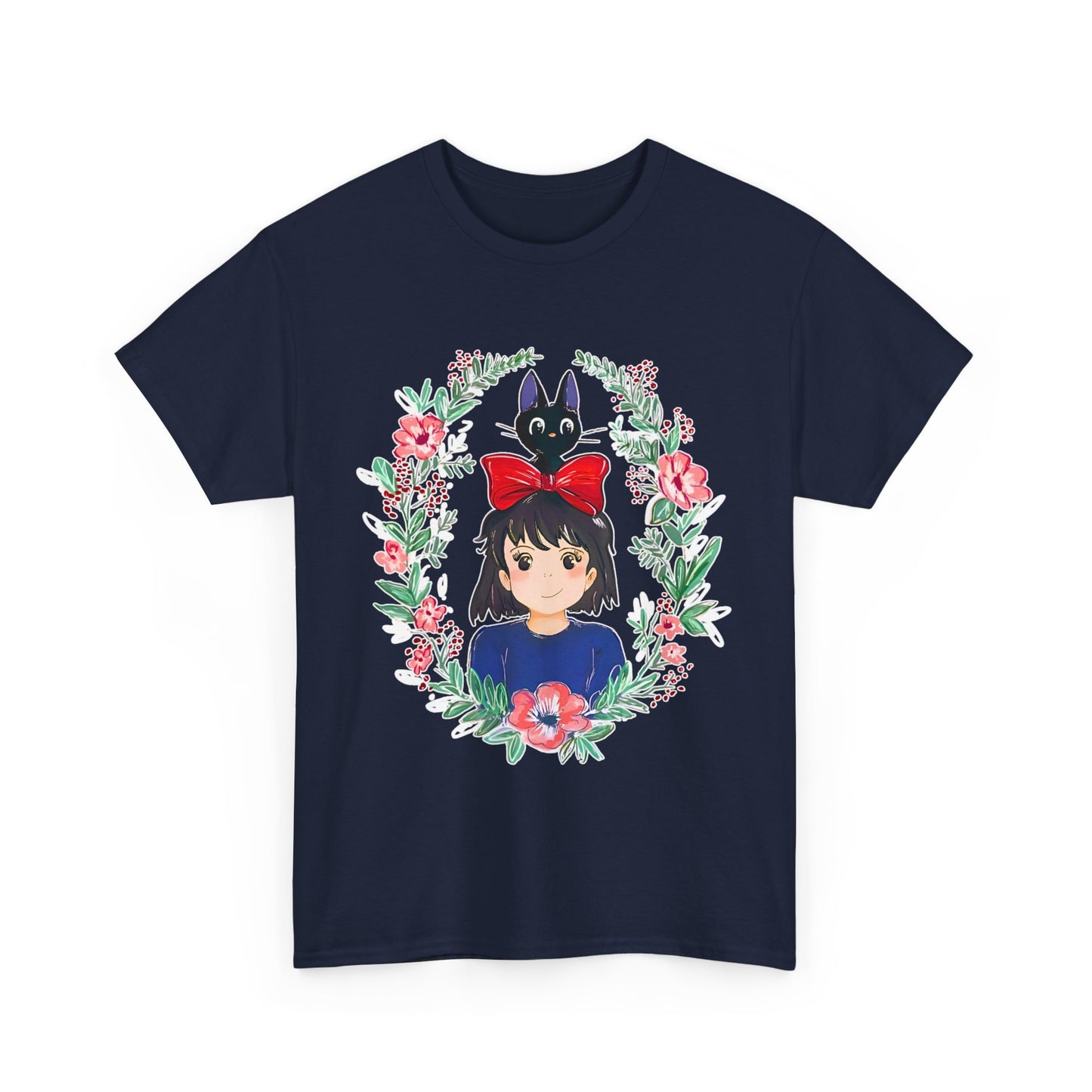 Kiki’s Delivery Service Flowers T-Shirt – 100% Cotton Studio Ghibli Inspired Tee for Anime Fans