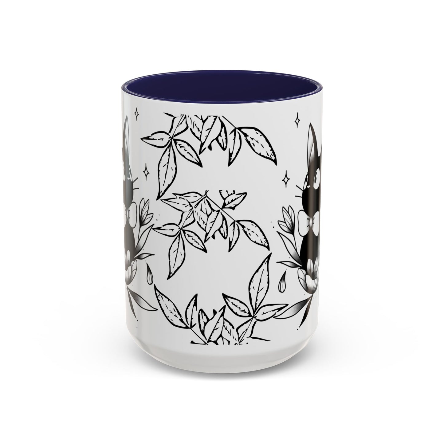 Jiji Cat Studio Ghibli Mug – 11oz & 15oz Accent Handle Coffee Cup – Cute Kiki’s Delivery Service Gift