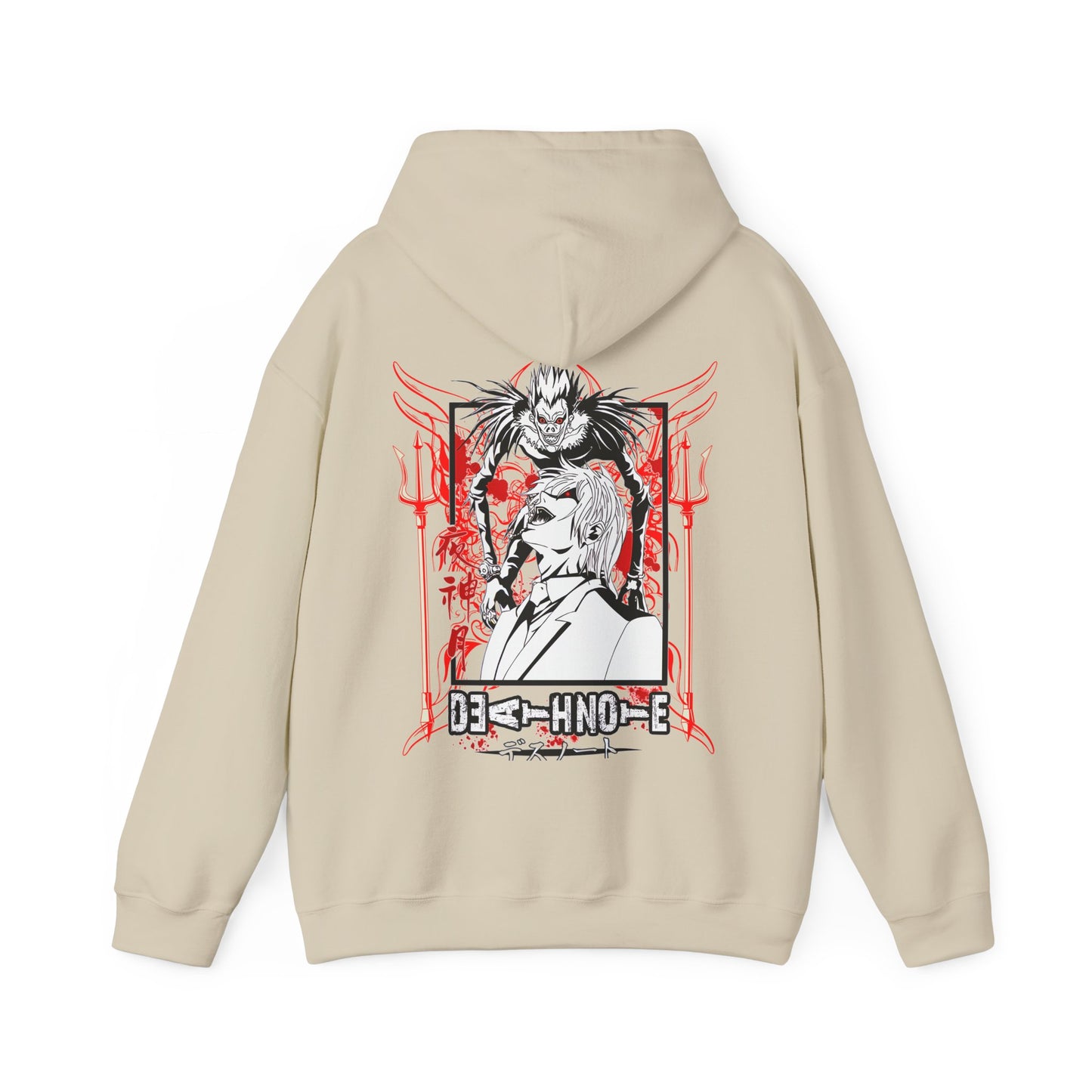 Death Note Back Print Hoodie – 100% Cotton Anime Pullover Featuring Ryuk, Light & L