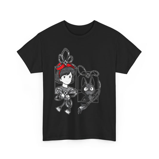 Kiki and Jiji Ribbon T-Shirt 100% Cotton | Studio Ghibli Anime Tee