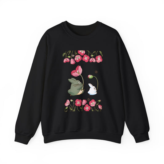 Totoro Cute Flowers Sweatshirt – 100% Cotton Studio Ghibli Cozy Anime Pullover