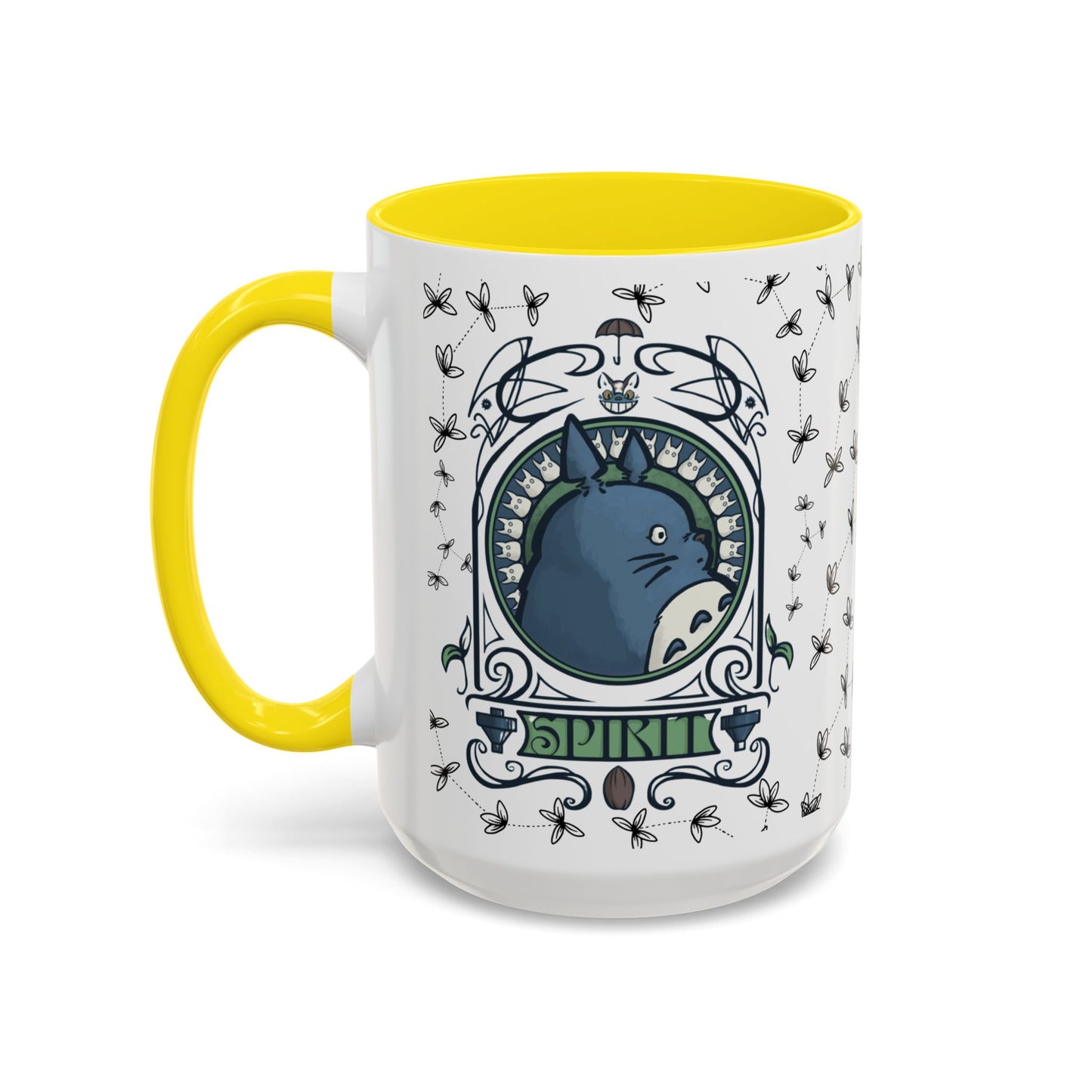 Totoro Spirited Ghibli Accent Handle Mug – 11oz & 15oz Anime Cup – Studio Ghibli Coffee Gift