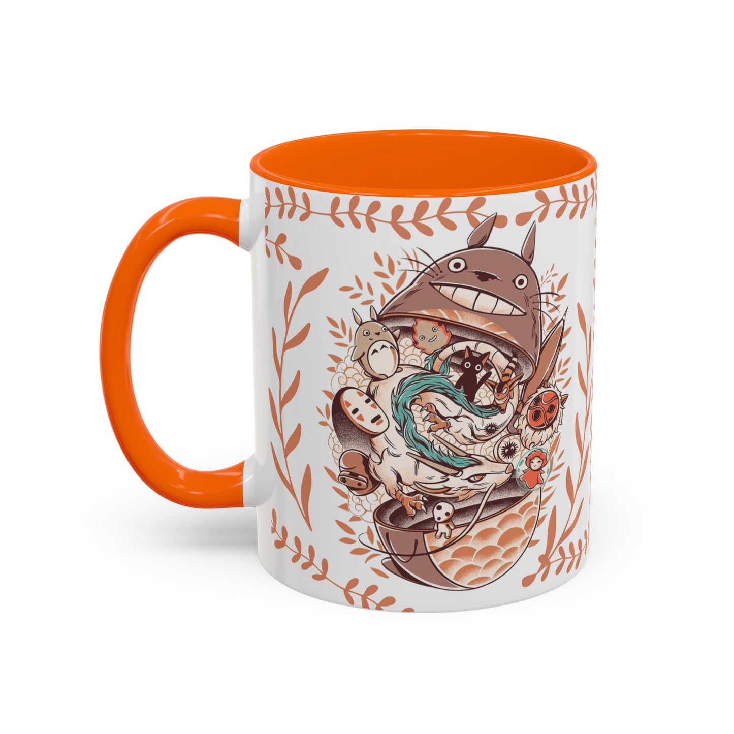 Totoro Matryoshka Accent Mug – 11oz & 15oz Studio Ghibli Inspired Coffee Cup with Color Handle