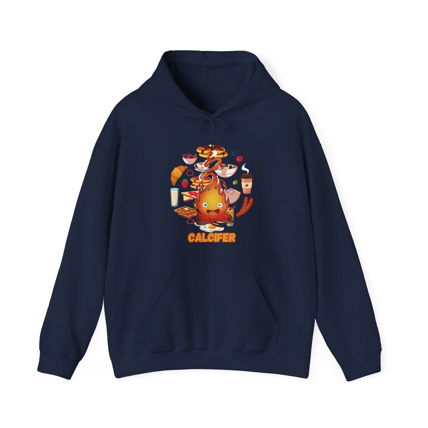 Calcifer Breakfast Demon Hoodie – 100% Cotton Anime Hooded Sweatshirt for Studio Ghibli Fans