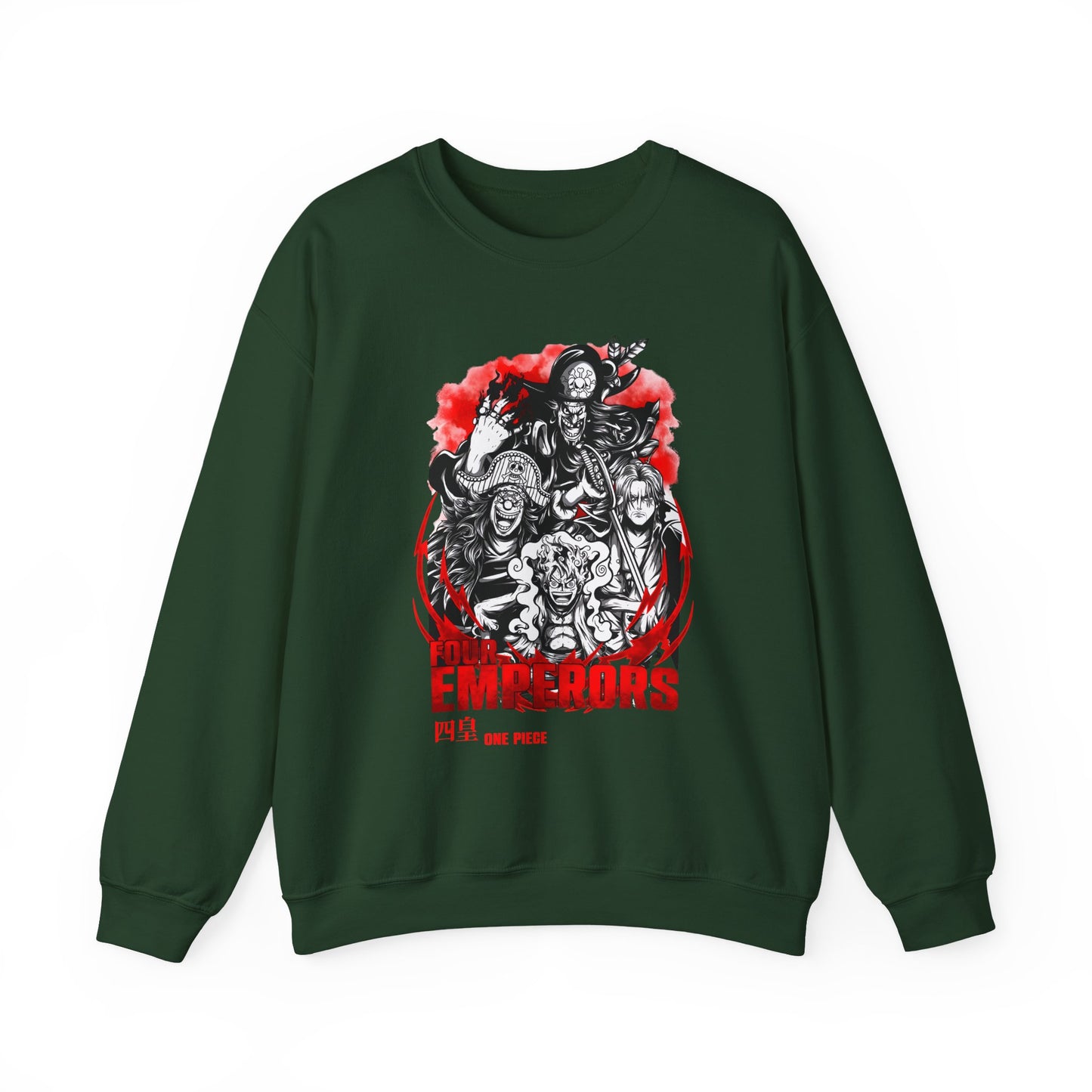 Four Emperors One Piece Sweatshirt – 100% Cotton Anime Crewneck Featuring Yonko Pirates