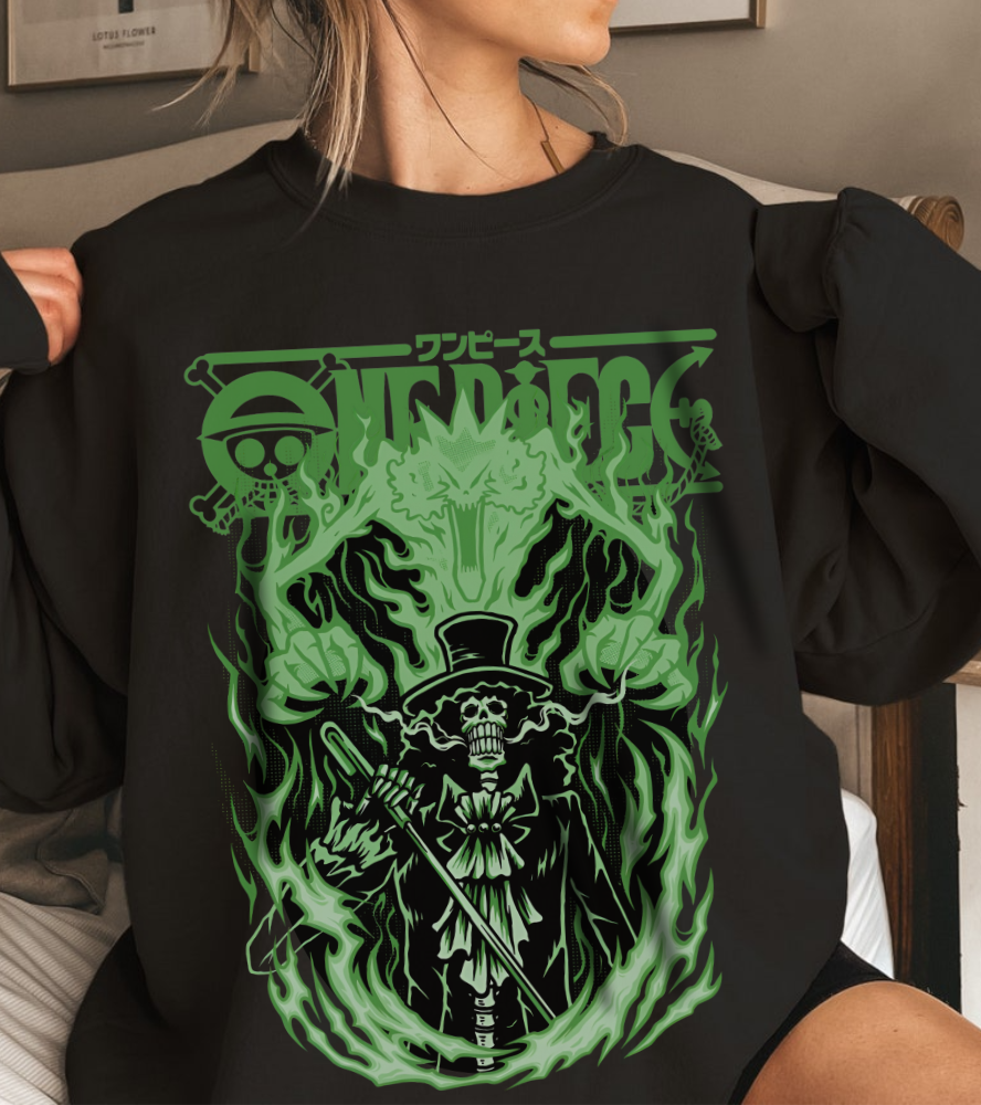 Brook One Piece Sweatshirt – 100% Cotton Anime Pullover for Soul King Fans