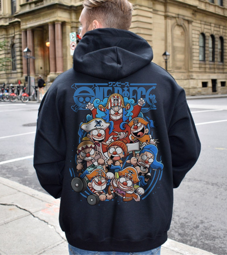 Buggy the Star Clown Back Print Hoodie – 100% Cotton One Piece Anime Streetwear