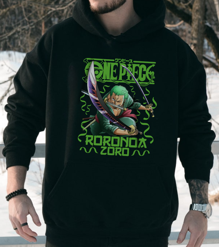 Roronoa Zoro Sword Hoodie – 100% Cotton One Piece Anime Hoodie for Fans