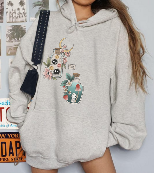 Soot Sprites Hoodie – 100% Cotton Gildan 18500 | Studio Ghibli Cute Anime Hoodie